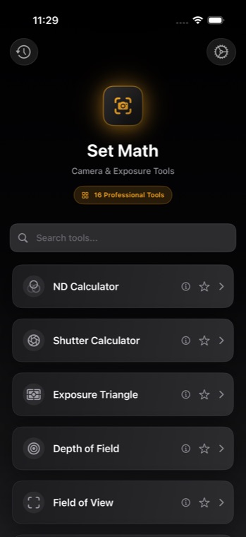 Set Math tool list with search